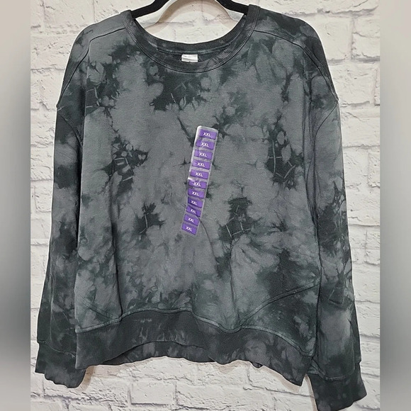 NWT Member's Mark Women's‎ XXL Tie Dye Lightweight Sweatshirt Black Grey - Picture 1 of 9